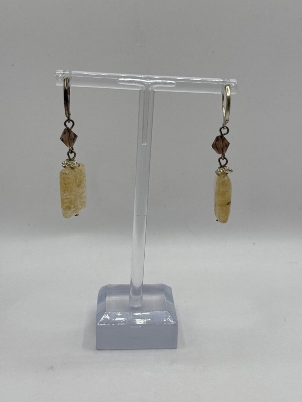 Premier Designs Sand Dune Quartz & Crystal Leverback Drop Earrings - Picture 4 of 8